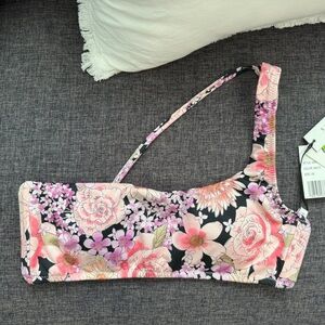 Sanctuary Asymmetrical TOP ONLY Pink and Black Floral Print